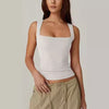 Summer Square-neck Tank Vest Ins Fashion Slim Solid Sleevele