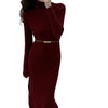 Womens Slim-Fit High-Neck Knitted Dress With Side Slit | Buy