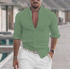 Men's Long Sleeve Shirt With Button Casual Solid Color Tops