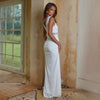 Lace-trimmed V-neck Slim-fit Elegant Chic Long Dress With Ri