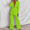 2pcs Casual Suit Lapel Button-down Blazer Jacket And Straigh