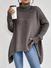 Irregular Turtleneck Sweater Winter Loose Long Sleeve Knitte