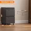 2 Drawer Mobile File Cabinet, Metal Under Desk Cabinet With