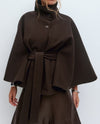 Winter High Neck Batwing Sleeve Coat With Belt Fashion Loose