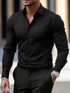 Men's Shirt Business Button Down Shirt Summer Solid Color Lo