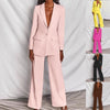 2pcs Casual Suit Lapel Button-down Blazer Jacket And Straigh