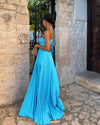 Ins Pleated Sleeveless Sling Dress Hollow High Waist Halter
