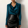 Collared Long-Sleeve Shirts Fashion Commuter Solid Color Blo