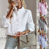 Striped Long Sleeve Shirt Fashion Ruffle Design Button Up To