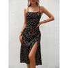 New Polka Dot Print Suspender Dress Summer Sexy Split Long D