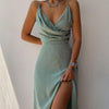V-neck Slit Sling Dress Summer Fashion Sexy Slim Suspender D