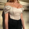Fishtail-waistline Womens Satin Off-shoulder Top | Buy Onlin