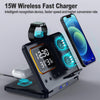 15W Wireless Chargers Stand 5 In1 LED Digital Alarm Clock Fa