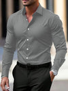 Men's Shirt Business Button Down Shirt Summer Solid Color Lo
