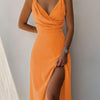 V-neck Slit Sling Dress Summer Fashion Sexy Slim Suspender D