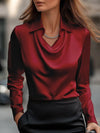 Collared Long-Sleeve Shirts Fashion Commuter Solid Color Blo