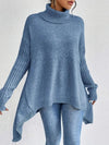 Irregular Turtleneck Sweater Winter Loose Long Sleeve Knitte