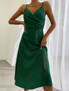 V-neck Slit Sling Dress Summer Fashion Sexy Slim Suspender D
