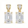 925 Sterling Silver Elegant Emerald-Cut Crystal Drop Earring