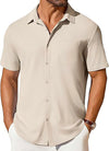 Mens Short-sleeve Button-up Wrinkle- And Crease-resistant Sh