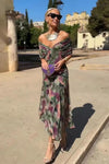 Chiffon Short-sleeved Dress Summer Fashion Print V-neck Long