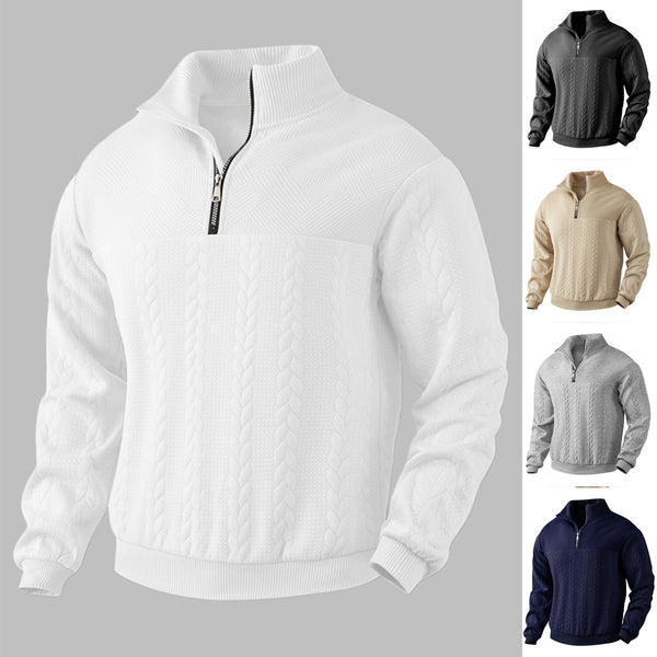 Men's Jacquard Fall Winter Long-sleeved Warm Pullover Hoodie