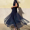 Chiffon Short-sleeved Dress Summer Fashion Print V-neck Long