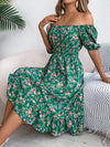 Floral Print Square Collar Dress Summer Fashion Ruffles Dres