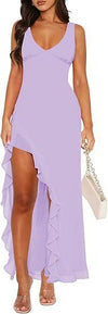 V-neck Hemline Dress Sleeveless Womens Clothing With A Lette