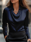 Collared Long-Sleeve Shirts Fashion Commuter Solid Color Blo