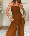 Loose Tube-top Jumpsuit Ins Fashion Backless Wide Leg Long P