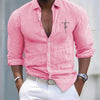 Men's Long Sleeve Shirt With Button Casual Solid Color Tops