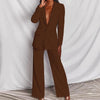 2pcs Casual Suit Lapel Button-down Blazer Jacket And Straigh