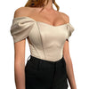 Fishtail-waistline Womens Satin Off-shoulder Top | Buy Onlin