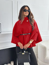 New Stand Collar Batwing Sleeves Cloak Top With Belt Ins Fas
