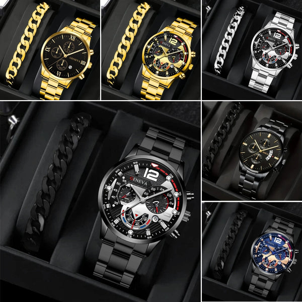 2pcs Men's New Popular Steel Strip Fashion Business Three Ey