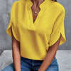 Summer Short-sleeved Chiffon Shirt New V-neck Shirt Women's