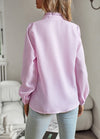 Striped Long Sleeve Shirt Fashion Ruffle Design Button Up To