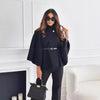 New Stand Collar Batwing Sleeves Cloak Top With Belt Ins Fas
