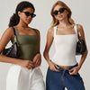 Summer Square-neck Tank Vest Ins Fashion Slim Solid Sleevele