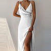 V-neck Slit Sling Dress Summer Fashion Sexy Slim Suspender D
