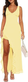 V-neck Hemline Dress Sleeveless Womens Clothing With A Lette