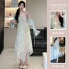 Sweet-style Floral Slip Dress And Lace Cardigan Two-piece Se