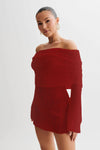 Women's Spring Summer Knitted Dress Elegant Party Boat Neck