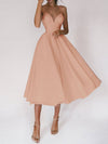 Sexy V-neck Suspender Dress Summer Fashion A-Line Long Dress