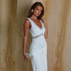 Lace-trimmed V-neck Slim-fit Elegant Chic Long Dress With Ri