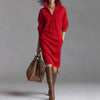 Long-sleeved Sweater Dress Fashion Warm Stand-up Collar V-ne