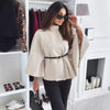 New Stand Collar Batwing Sleeves Cloak Top With Belt Ins Fas