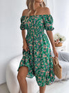 Floral Print Square Collar Dress Summer Fashion Ruffles Dres