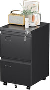 2 Drawer Mobile File Cabinet, Metal Under Desk Cabinet With